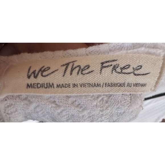 We The Free White Oversized Size Medium Waffle Knit V-Neck Top Sleeve Tunic - Picture 3 of 10